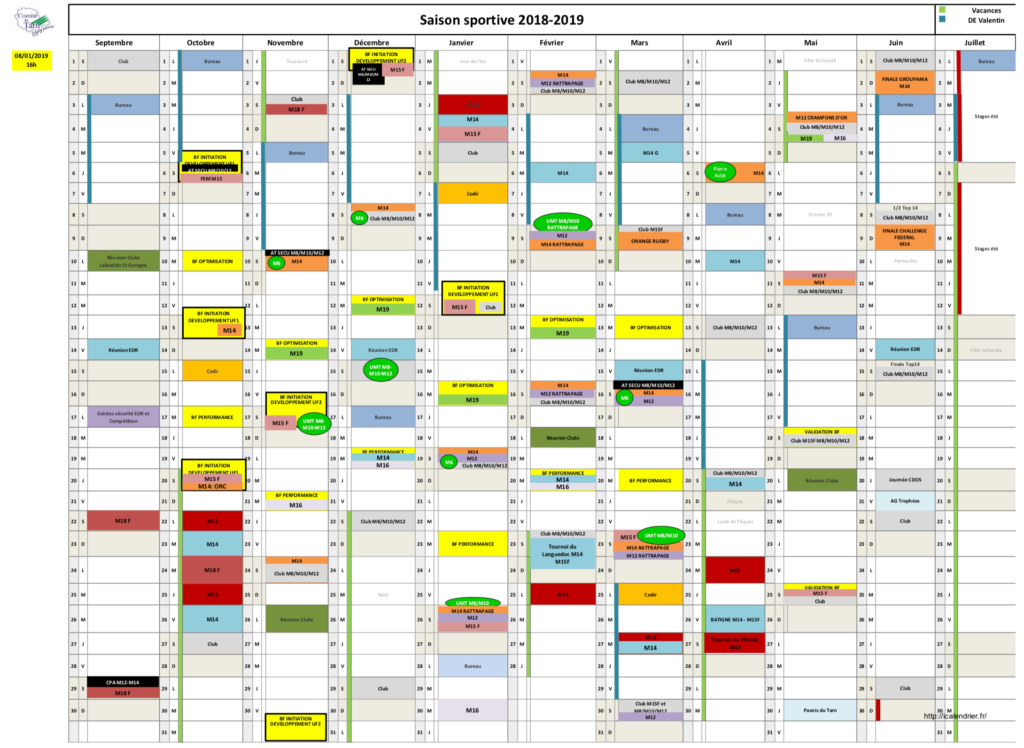 Calendrier saison