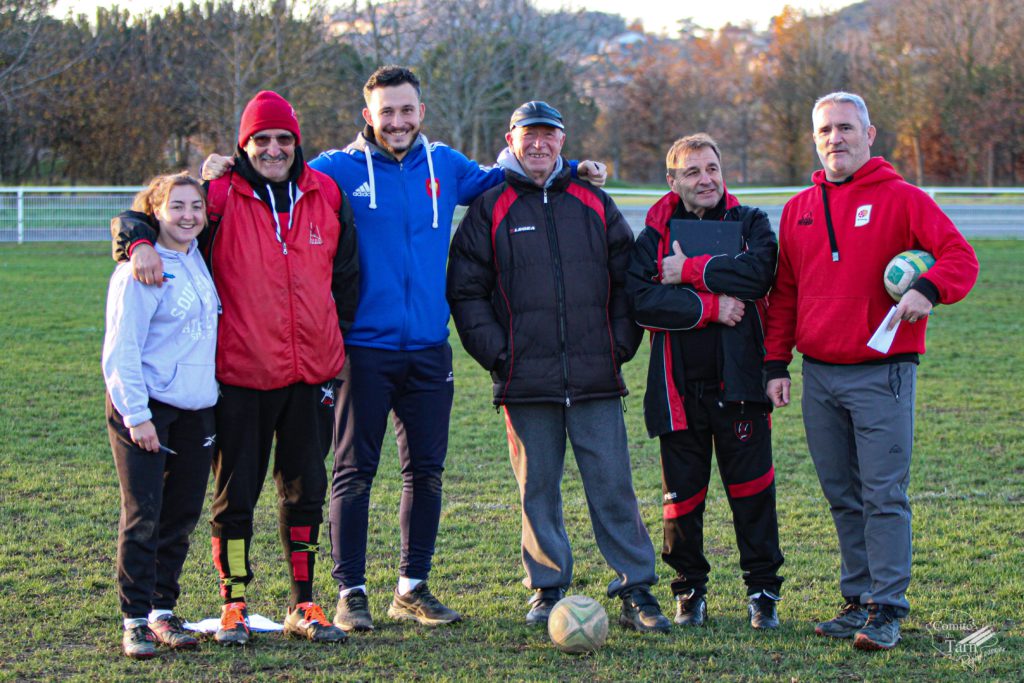 Le staff M16 : Chloé Humbert, Gérard Vargas, Valentin Caillau, Henri Fraisse, Jean-Pierre Escaffit et Philippe Carayon.