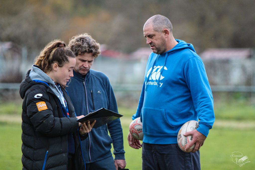 Le staff M15 féminines : Cloé Guillerot, Philippe Rouquet et Lionel Viguier